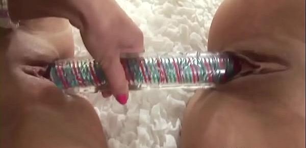  Glass Dildo Deep Lesbian Fucking